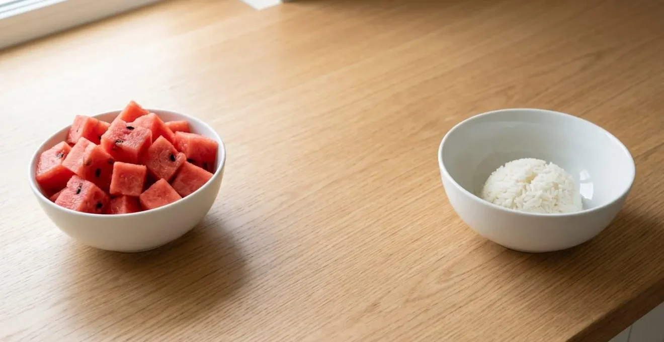 Comparaison visuelle de la densité en glucides entre aliments à index glycémique différent