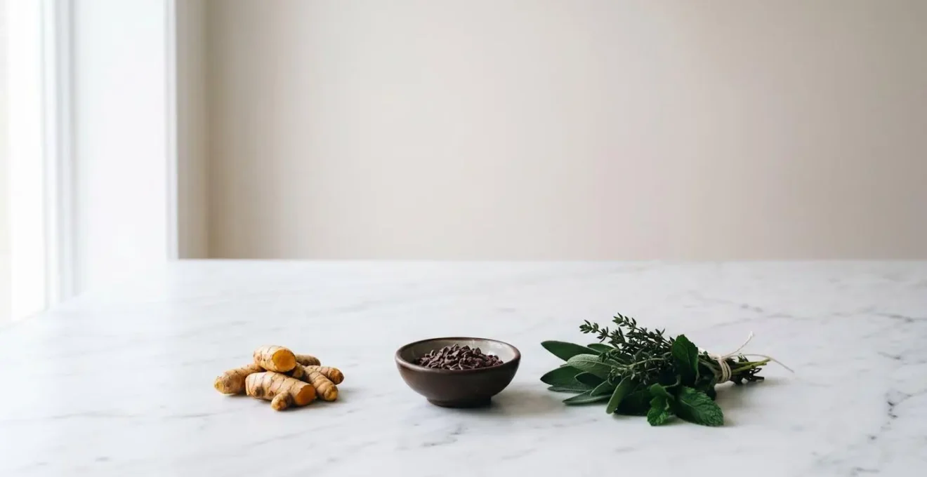 Illustration minimaliste évoquant les compléments naturels pour la sensibilité à l'insuline dans un environnement épuré