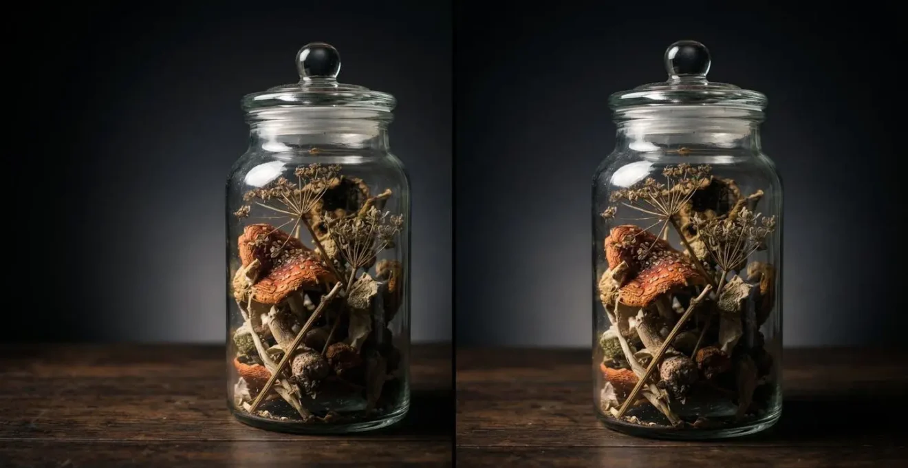 Composition symbolique illustrant la dualité entre apparence naturelle et toxicité réelle