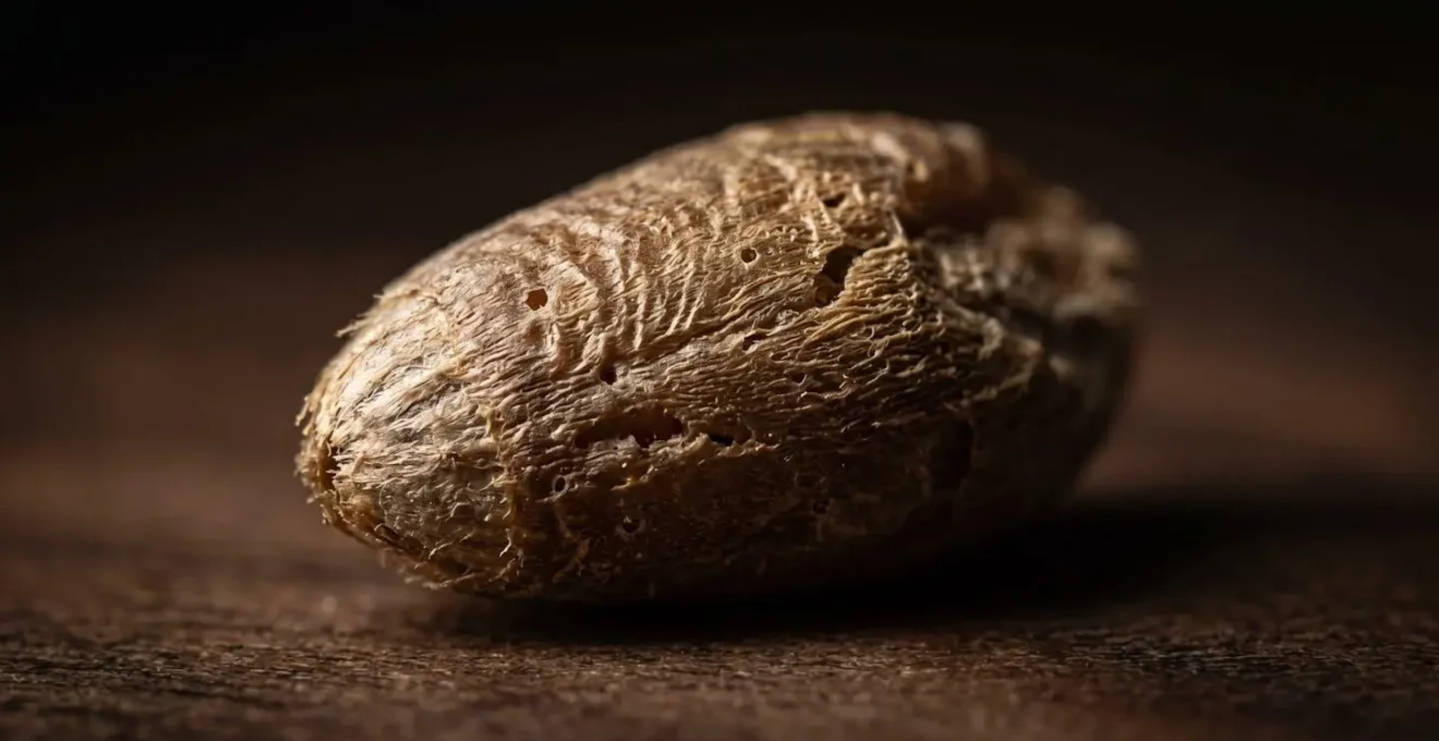 Vue macro extrême sur l'enveloppe externe d'un grain de céréale entier avec texture détaillée du son, éclairage dramatique