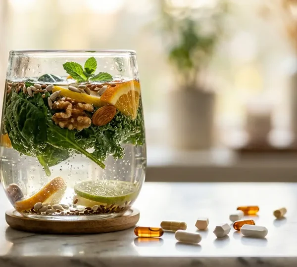 Représentation symbolique de l'énergie cellulaire et de la micronutrition contre la fatigue chronique