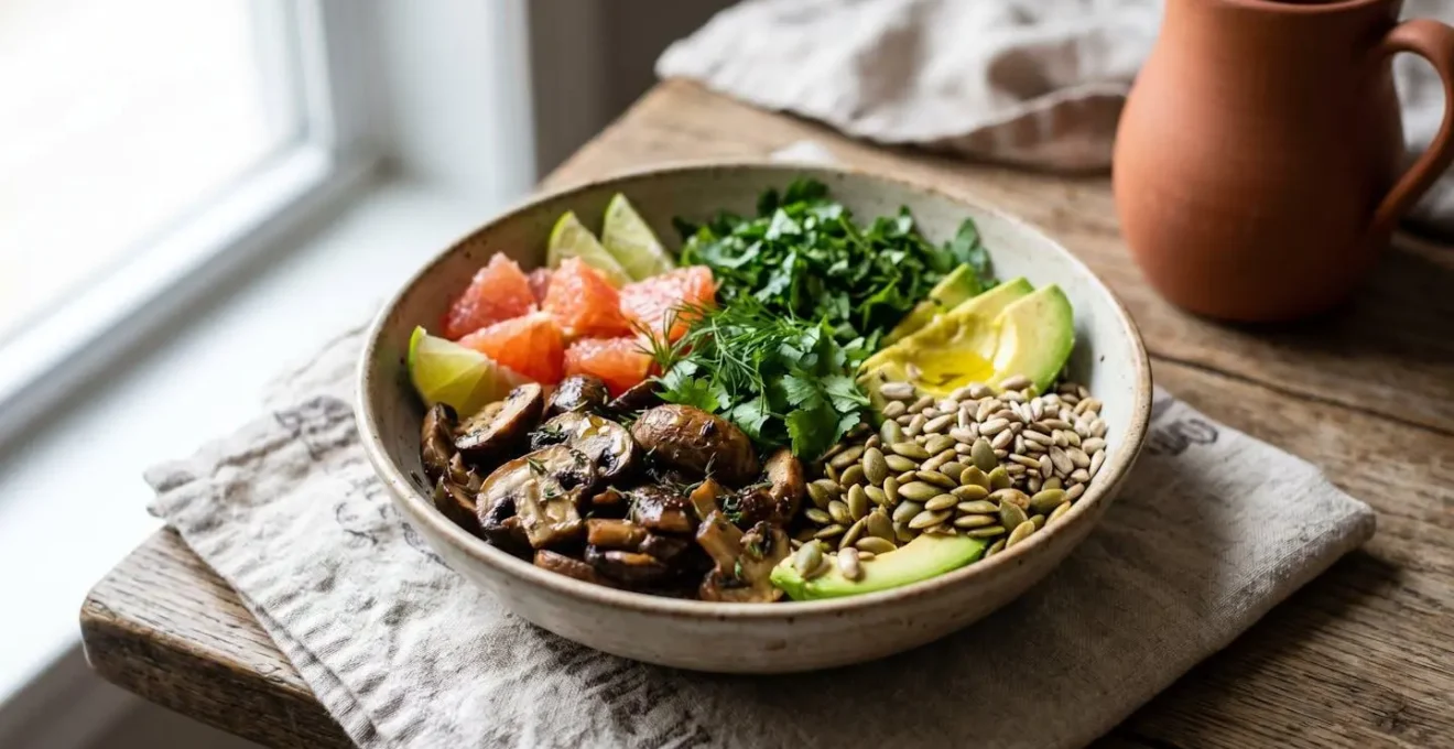 Plat savoureux à index glycémique bas avec explosion de couleurs et textures variées