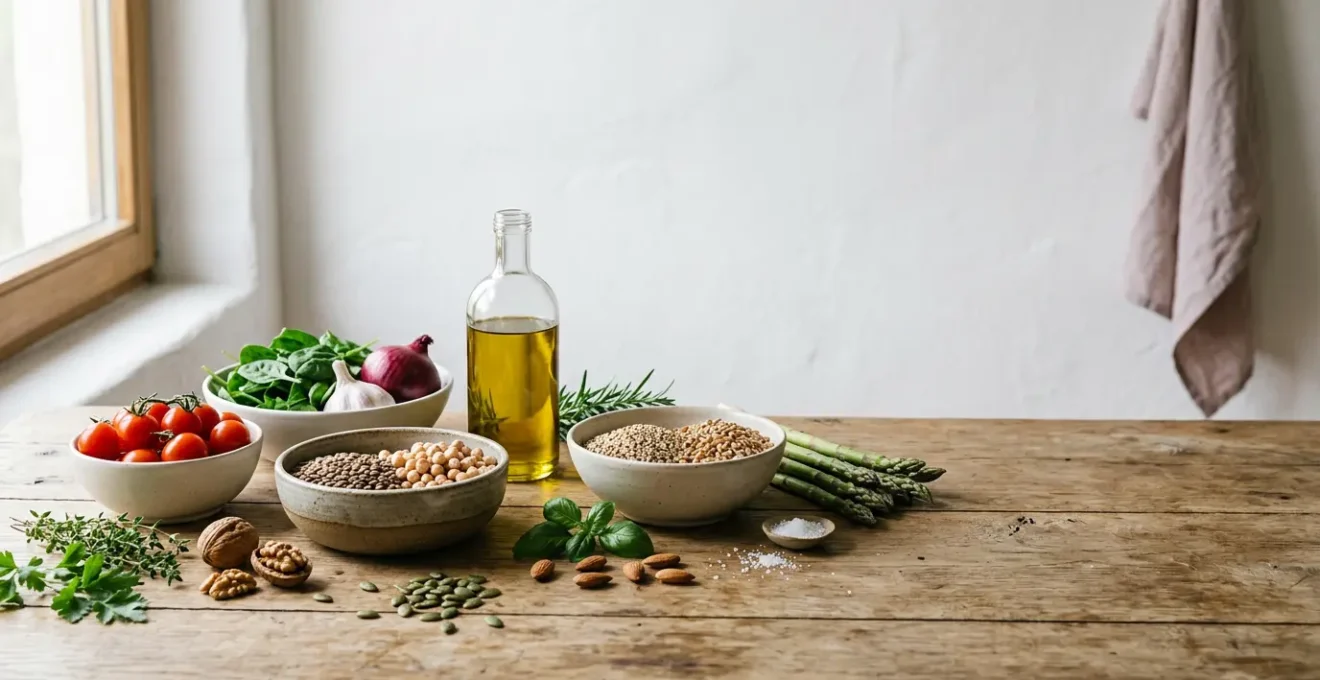 Composition culinaire mettant en valeur des alternatives saines aux graisses saturées avec huiles végétales et aliments nutritifs