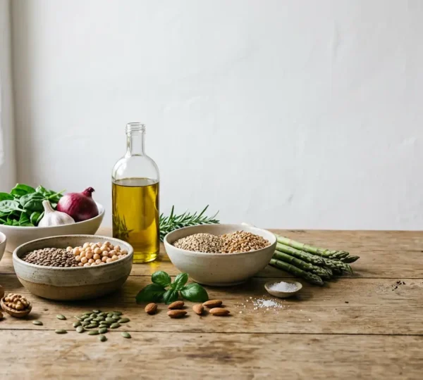 Composition culinaire mettant en valeur des alternatives saines aux graisses saturées avec huiles végétales et aliments nutritifs