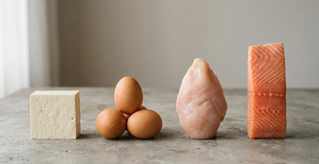 Composition nutritionnelle équilibrée illustrant le régime hyperprotéiné pour la perte de poids et le maintien musculaire