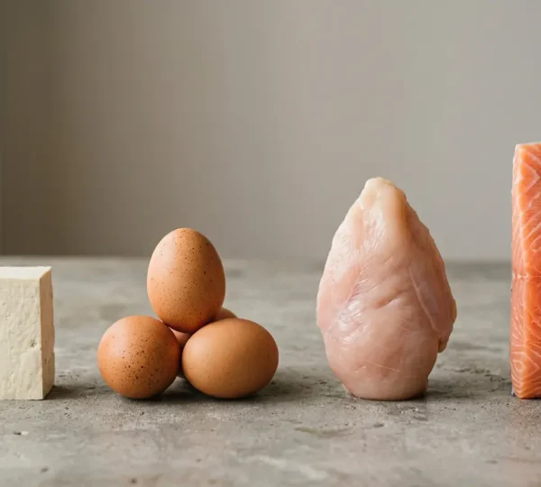 Composition nutritionnelle équilibrée illustrant le régime hyperprotéiné pour la perte de poids et le maintien musculaire