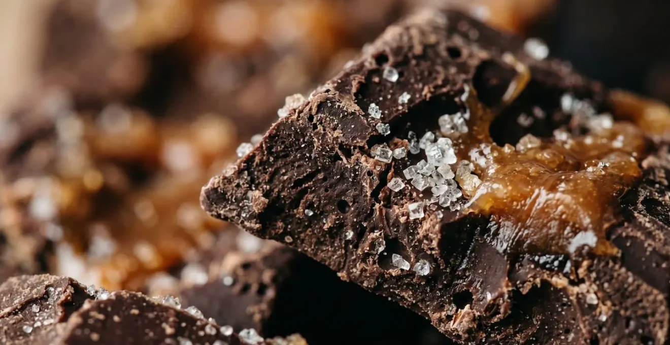 Gros plan macro sur des grains de sucre cristallisés et du chocolat noir texturé évoquant la réponse physiologique aux envies alimentaires
